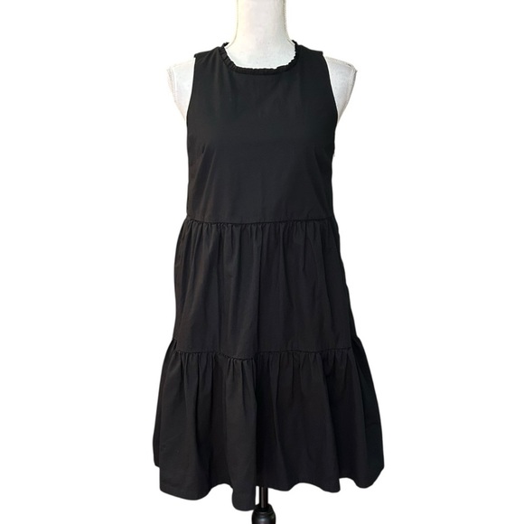 J Crew Sleeveless Tiered Cotton Blend Summer Shift Dress Women’s SZ 0 in Black - Picture 2 of 12